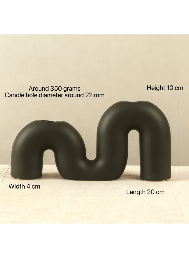 فراسة شمعدان سيراميك إبداعي رومانسي بسيط على الطراز الأوروبي حامل شموع سيراميك أسود رمضان هدية عيد ممتازة ديكور المنزل - Image 2